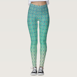 Blauwgroen Ombre en Geometrische Tegel Leggings