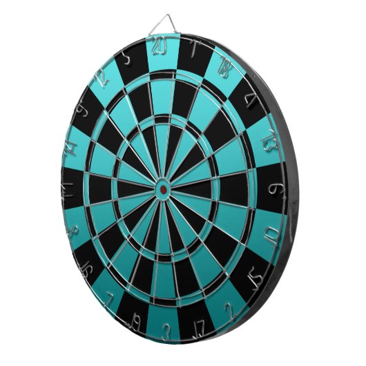 Blauwgroen ombre en zwart dartbord (Voorkant Rechts)