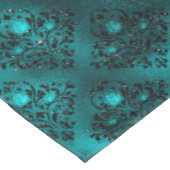Blauwgroen Ombre Glam Glitter Damask Patroon Tafelkleed (Gekanteld)