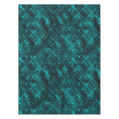 Blauwgroen Ombre Glam Glitter Damask Patroon Tafelkleed (Voorkant)