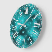 Blauwgroen Ombre Glam Glitter Diamonds Patroon Grote Klok (Hoek)