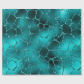 Blauwgroen Ombre Glam Glitter Giraffe Spots Patroo Cadeaupapier (Vlak)