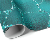 Blauwgroen Ombre Glam Glitter Giraffe Spots Patroo Cadeaupapier (Rol Hoek)