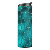 Blauwgroen Ombre Glam Glitter Giraffe Spots Patroo Thermosbeker (Gedraaid links)