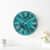 Blauwgroen Ombre Glam Glitter Lips Patroon Grote Klok (Huis)