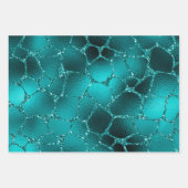 Blauwgroen Ombre Glam Glitter Oerwoud Dierenafdruk Inpakpapier Vel (Voorkant 2)