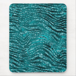 Blauwgroen Ombre Glam Glitter Tiger Stripes Patroo Muismat