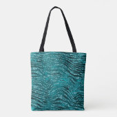 Blauwgroen Ombre Glam Glitter Tiger Stripes Patroo Tote Bag (Achterkant)