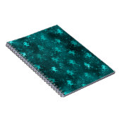 Blauwgroen Ombre Glam Glitter Unicorns Patroon Notitieboek (Rechterzijde)