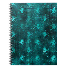 Blauwgroen Ombre Glam Glitter Unicorns Patroon Notitieboek