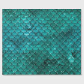 Blauwgroen Ombre Glam Mermaid Scales Patroon Cadeaupapier (Vlak)