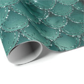 Blauwgroen Ombre Glam Mermaid Scales Patroon Cadeaupapier (Rol Hoek)