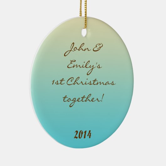 Blauwgroen Ombre gradiënt Fad Persoonlijke Naam Or Keramisch Ornament (Rechts)