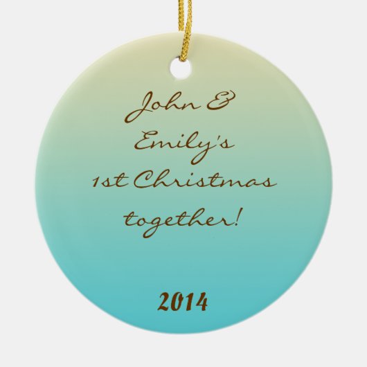 Blauwgroen Ombre gradiënt Fad Persoonlijke Naam Or Keramisch Ornament (Voorkant)