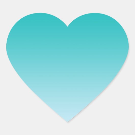 Blauwgroen Ombre Hart Sticker (Voorkant)
