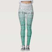 Blauwgroen Ombre Kersttrui Patroon Leggings (Voorkant)
