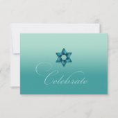 Blauwgroen Ombre met Ster RSVP Kaartje (Voorkant)