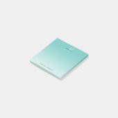 Blauwgroen Ombre Monogram Elegant Girly Script Kan Post-it® Notes (Schuin)