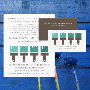 Blauwgroen Ombre-penselen, schilder en decorator Flyer