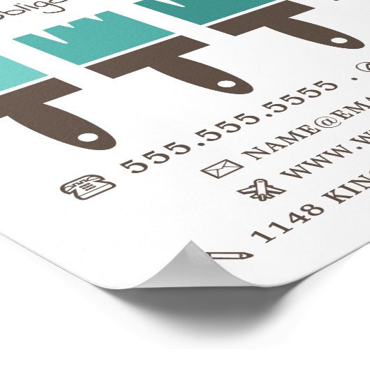 Blauwgroen Ombre-penselen, schilder en decorator Poster (Hoek)