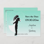 Blauwgroen Ombre Sla de datum Wedding Post Kaart (Voorkant / Achterkant)