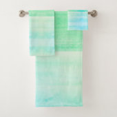 Blauwgroen Ombre Waterverf Bath Towels Bad Handdoek (Insitu)