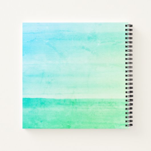 Blauwgroen Ombre Waterverf persoonlijke laptop Notitieboek (Achterkant)