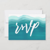 Blauwgroen Ombre Waterverf Wave Modern RSVP Kaartje (Achterkant)