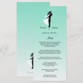 Blauwgroen Ombre Wedding Menu Kaart (Voorkant / Achterkant)
