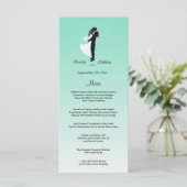 Blauwgroen Ombre Wedding Menu Kaart (Staand voorkant)