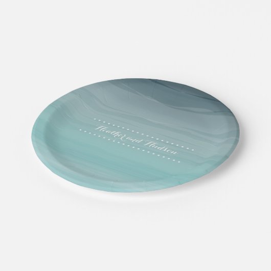 Blauwgroen ombré Wedding Papieren Bordje (Gekanteld)