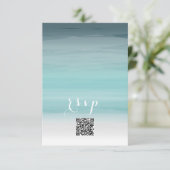 Blauwgroen Ombré Wedding QR-code RSVP Kaartje (Staand voorkant)