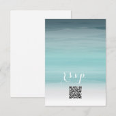 Blauwgroen Ombré Wedding QR-code RSVP Kaartje (Voorkant / Achterkant)