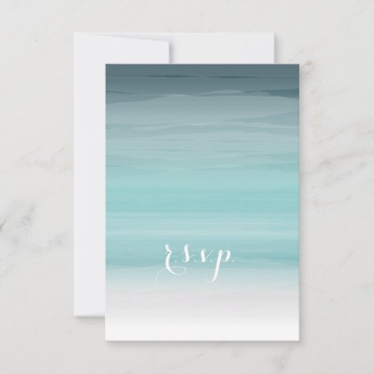 Blauwgroen ombré Wedding RSVP (Voorkant)