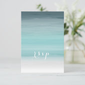Blauwgroen ombré Wedding RSVP (Staand voorkant)
