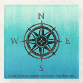 Blauwgroen Ombre Zee Glazen Onderzetter