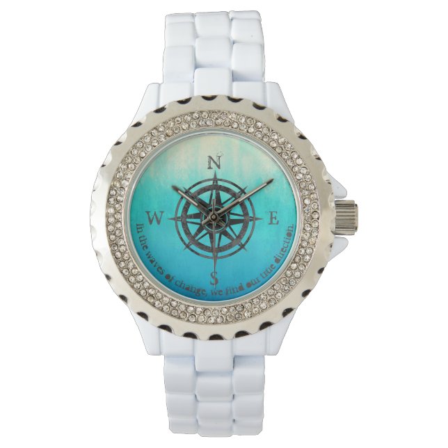 Blauwgroen Ombre Zee Horloge (Voorkant)