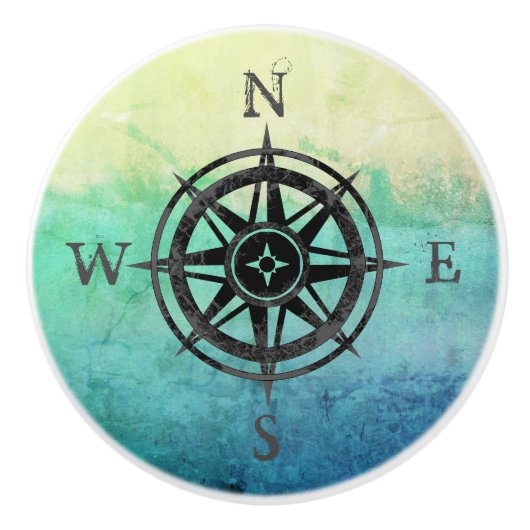 Blauwgroen Ombre Zee Keramische Knop (Voorkant)