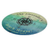 Blauwgroen Ombre Zee Nautical Monogram Snijplank (Hoek)