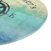 Blauwgroen Ombre Zee Nautical Monogram Snijplank (Hoek)