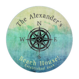 Blauwgroen Ombre Zee Nautical Monogram Snijplank