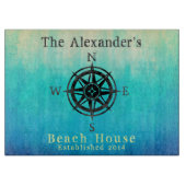 Blauwgroen Ombre Zee Nautical Monogram Snijplank (Voorkant)