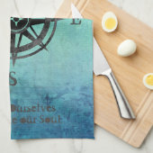 Blauwgroen Ombre Zee Nautical Theedoek (Quarter Fold)