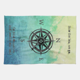 Blauwgroen Ombre Zee Nautical Theedoek