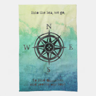 Blauwgroen Ombre Zee Nautical Theedoek