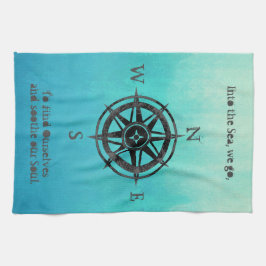 Blauwgroen Ombre Zee Nautical Theedoek