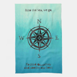 Blauwgroen Ombre Zee Nautical Theedoek