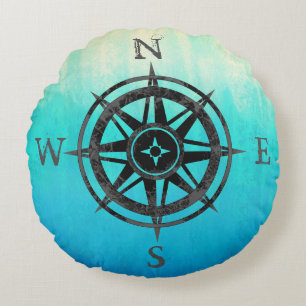 Blauwgroen Ombre Zee Rond Kussen