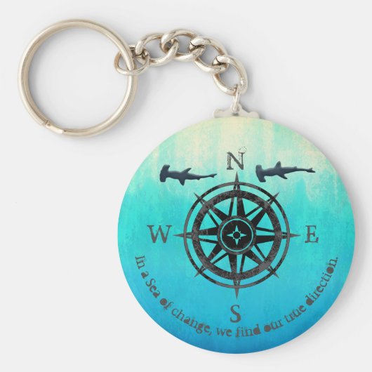 Blauwgroen Ombre Zee Sleutelhanger (Voorkant)