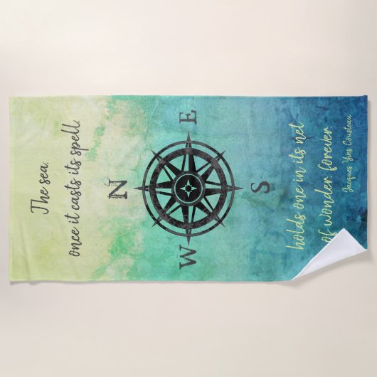 Blauwgroen Ombre Zee Strandlaken (Voorkant)